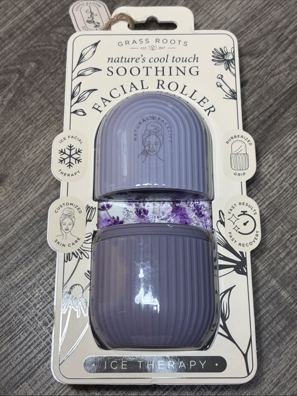 🍒5 for $40🍒Grass Roots Purple Soothing Rubberized Facial Roller
